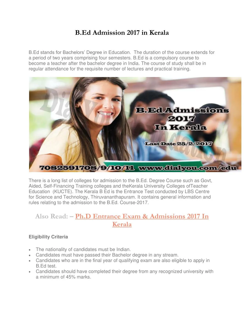 b ed admission 2017 in kerala b ed stands