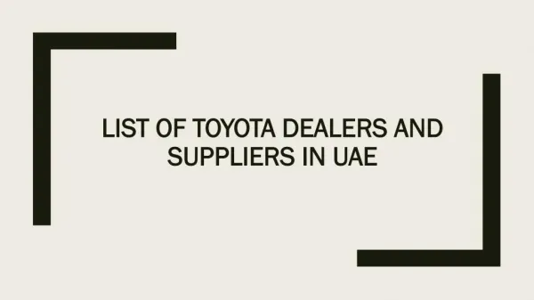List of Toyota Dealers and Suppliers in UAE