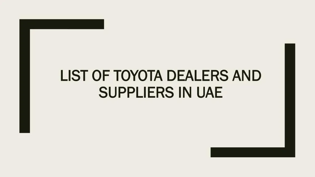 list of toyota dealers and suppliers in uae