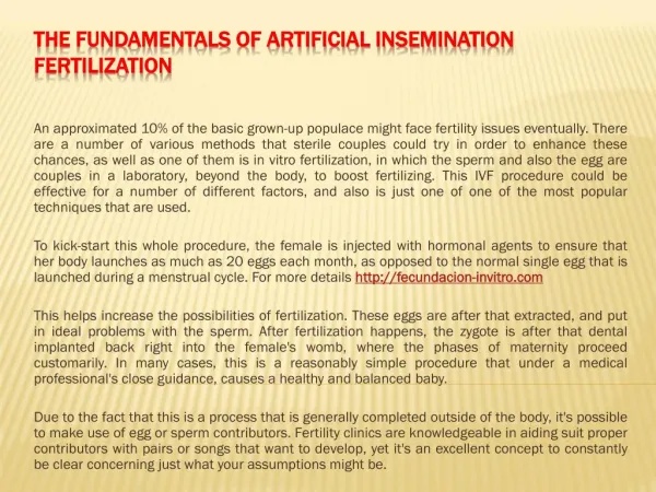 The Fundamentals of Artificial insemination Fertilization