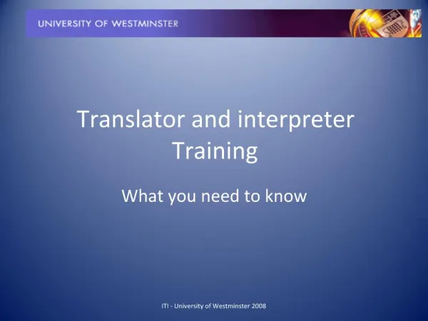 Translator and interpreter Training