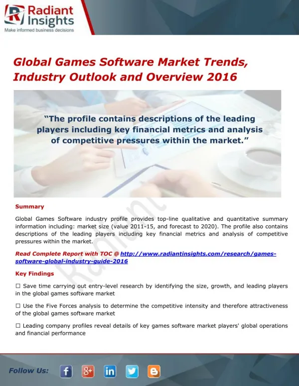 Global Games Software Market Segments, Overview and Forecasts 2021