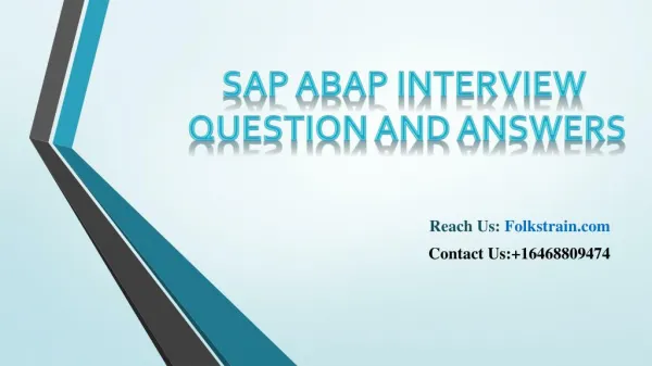 SAP ABAP Online training