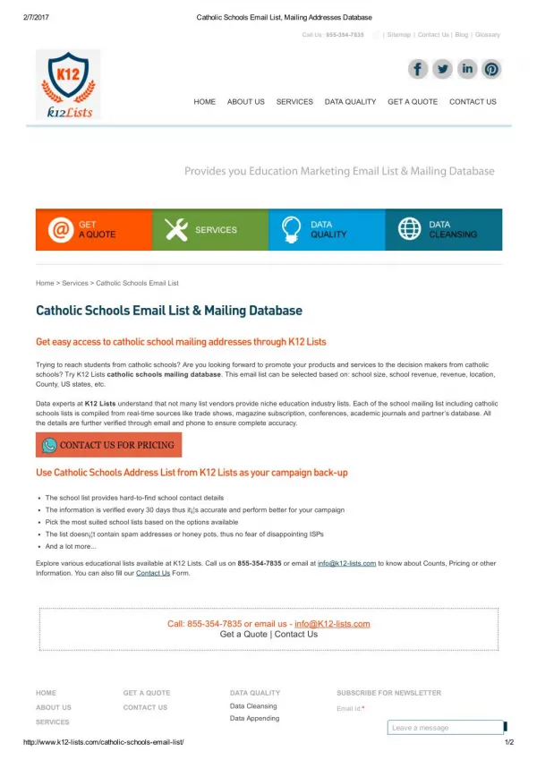 Catholic Schools Mailing List