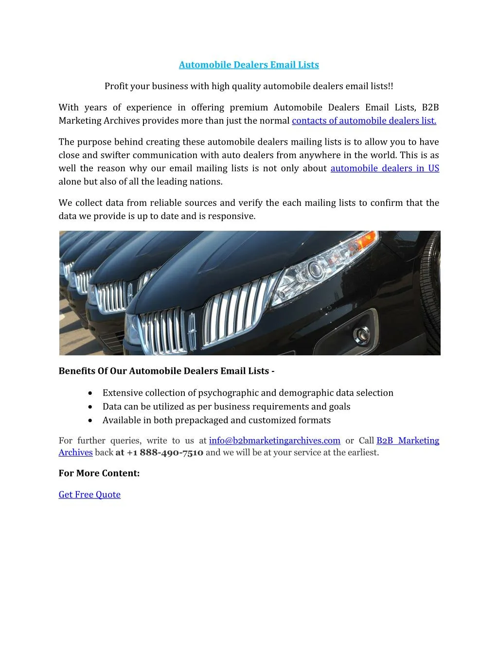 automobile dealers email lists