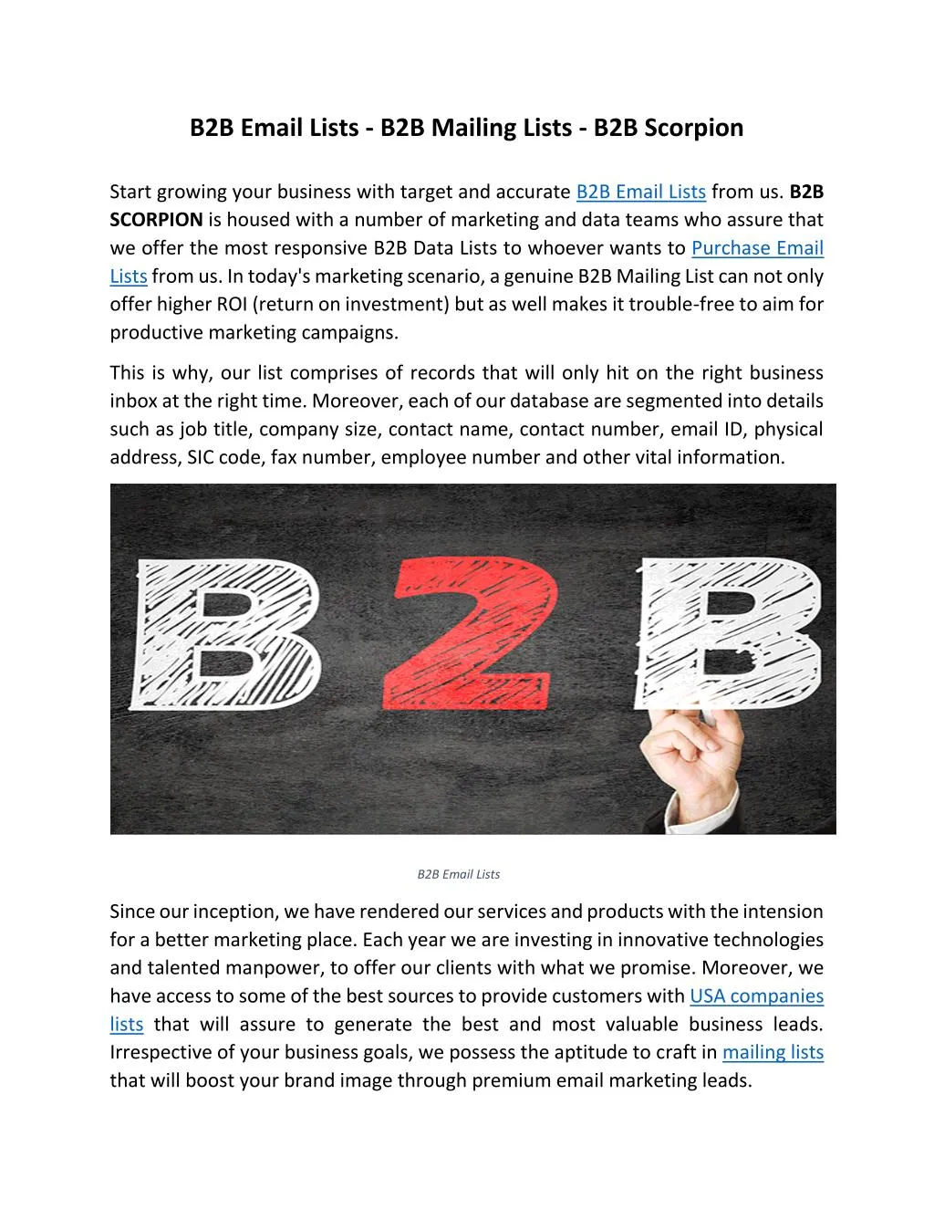 b2b email lists b2b mailing lists b2b scorpion