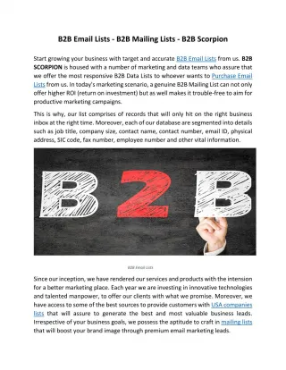 B2B Email Lists - B2B Mailing Lists - B2B Scorpion