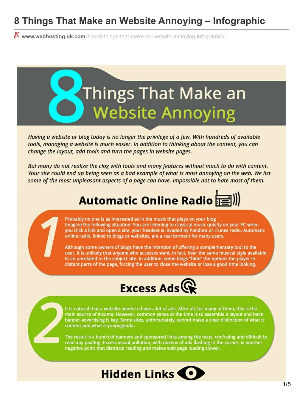 8 things that make an website annoying infographic