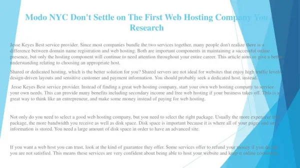 Jesse Keyes The Best Website Hosting Tips on The Internet