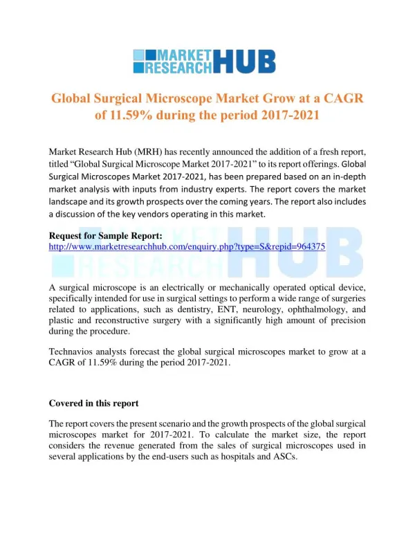 global surgical microscope market grow at a cagr