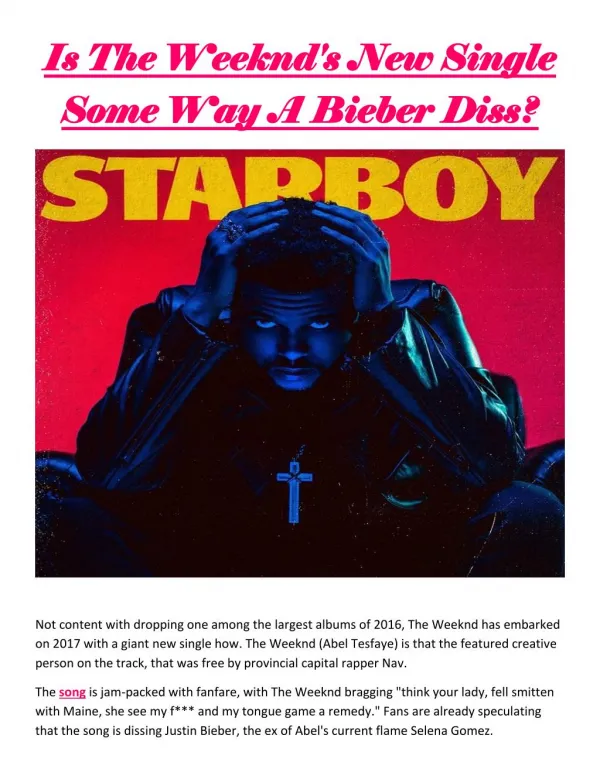 Is the weeknd's new single some way a bieber diss?