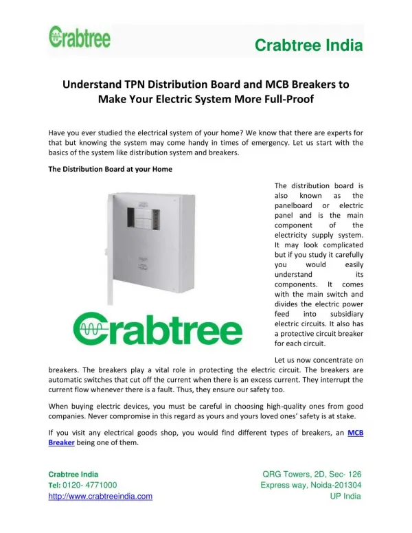 Understand TPN Distribution Board and MCB Breakers to Make Your Electric System More Full-Proof