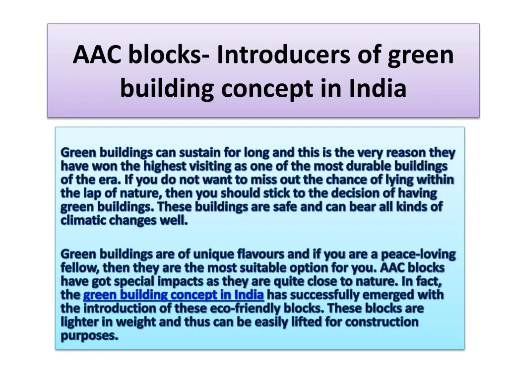 aac blocks introducers of green building concept in india