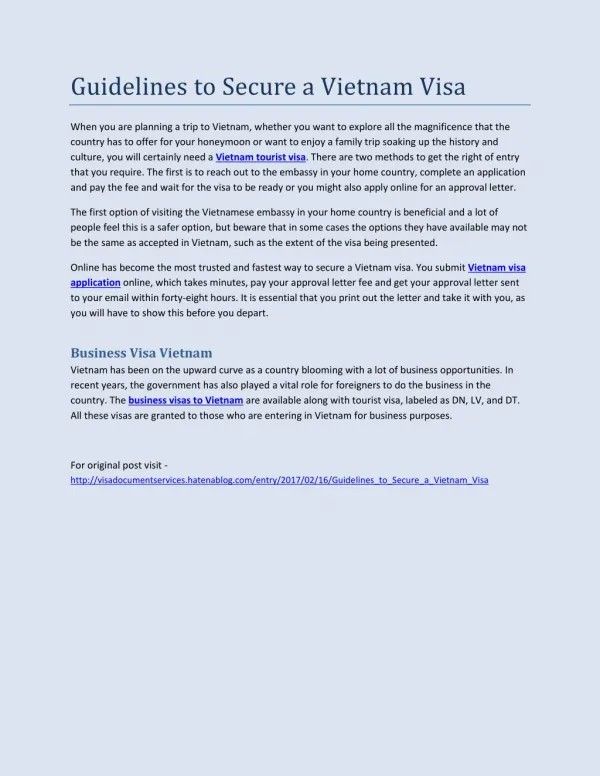 guidelines to secure a vietnam visa