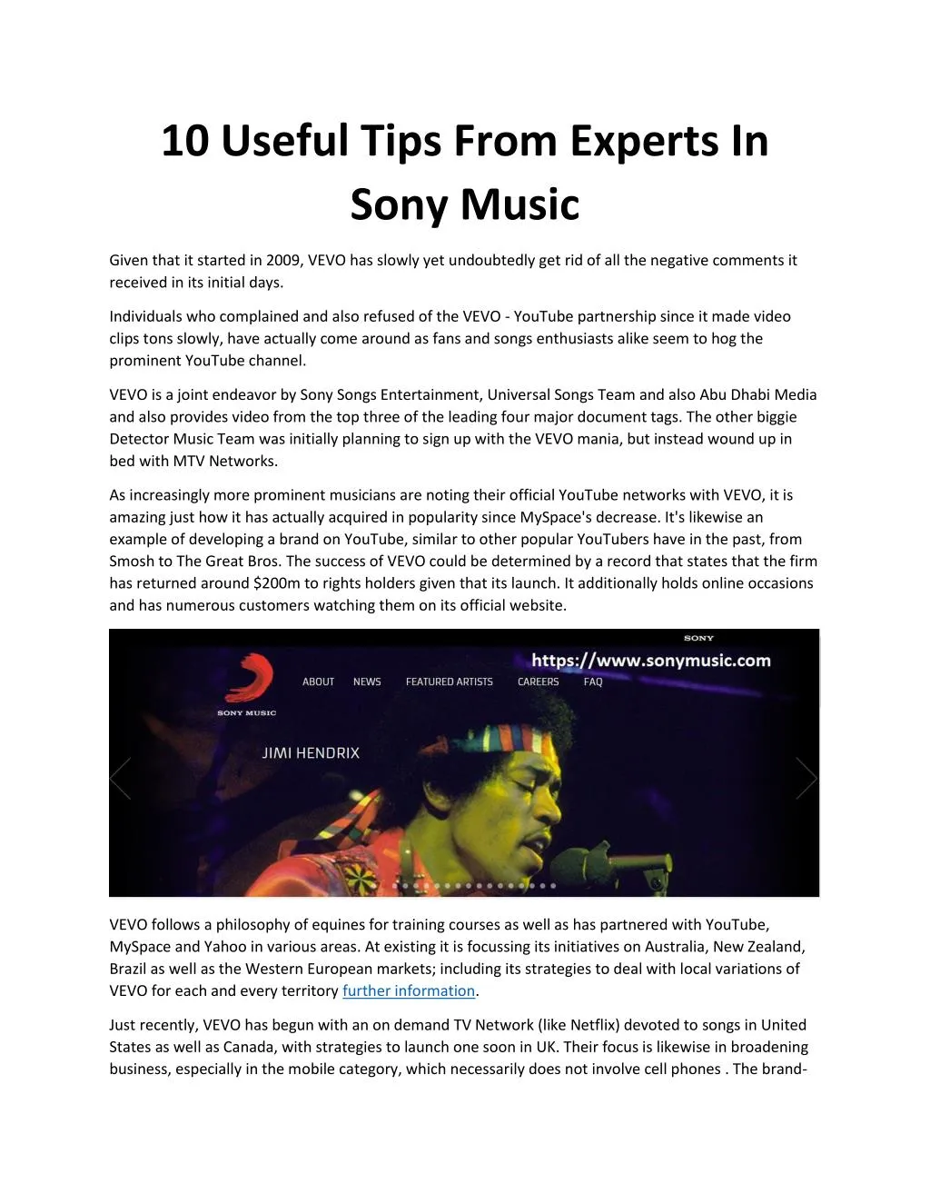 10 useful tips from experts in sony music