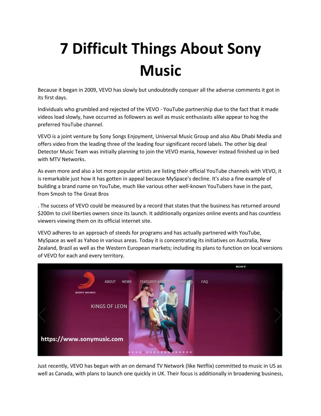 7 difficult things about sony music