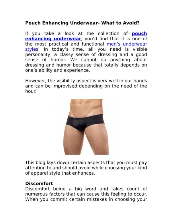 Pouch Enhancing Underwear- What to Avoid