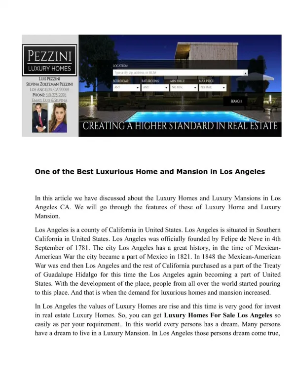 Luxury homes for sale in Los Angeles
