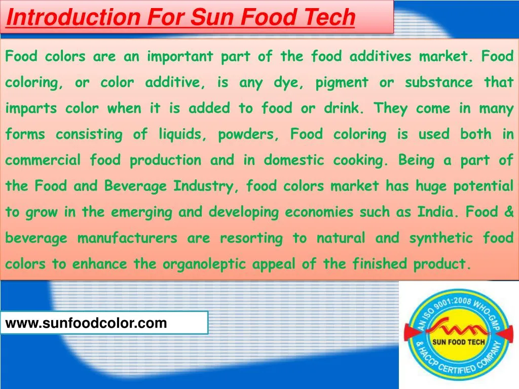 introduction for sun food tech