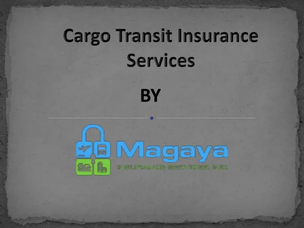 Cargo Transit Insurance Services by Magaya Insurance Services