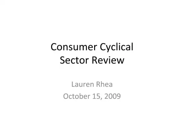 Consumer Cyclical Sector Review