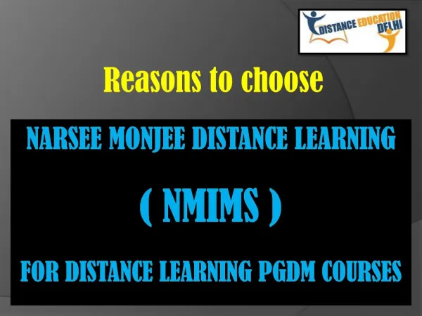 Why choose NMIMS for Distance Learning PGDM Courses.