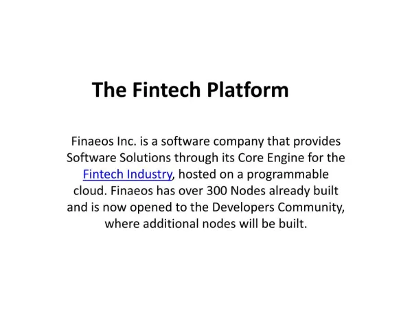 Fintech Platform - Finaeos