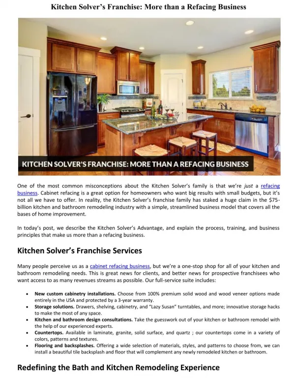 Kitchen Solver’s Franchise: More than a Refacing Business