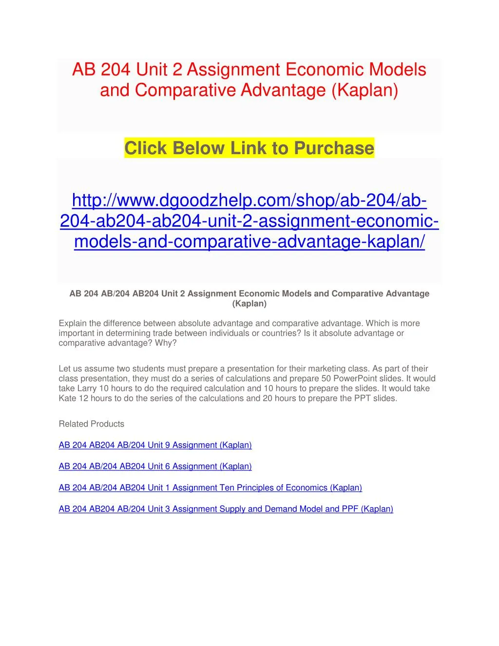 ab 204 unit 2 assignment economic models