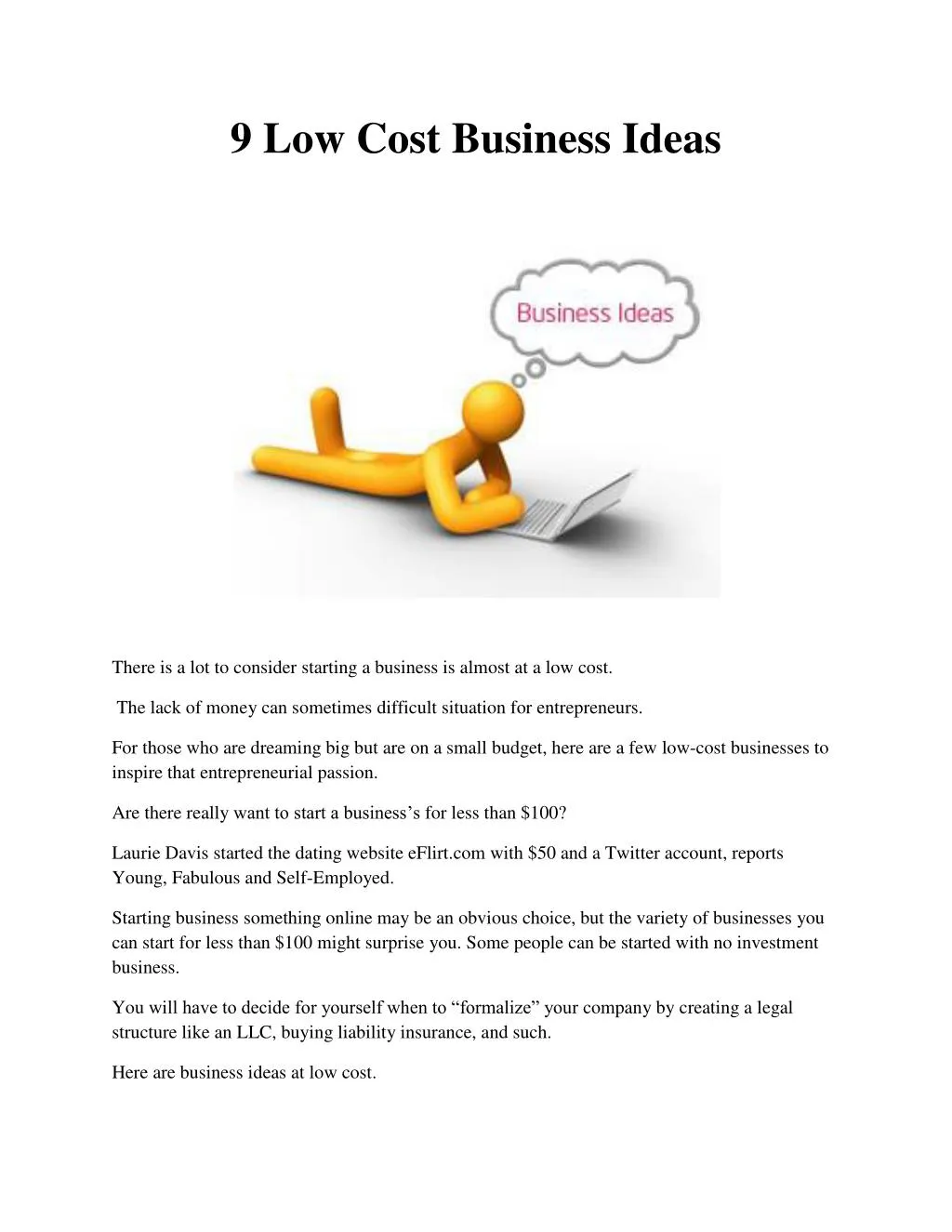 9 low cost business ideas