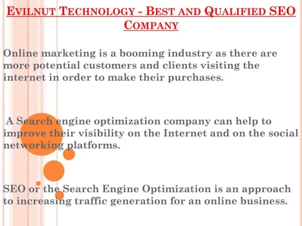 Best and Qualified SEO Company - Evilnut Technology