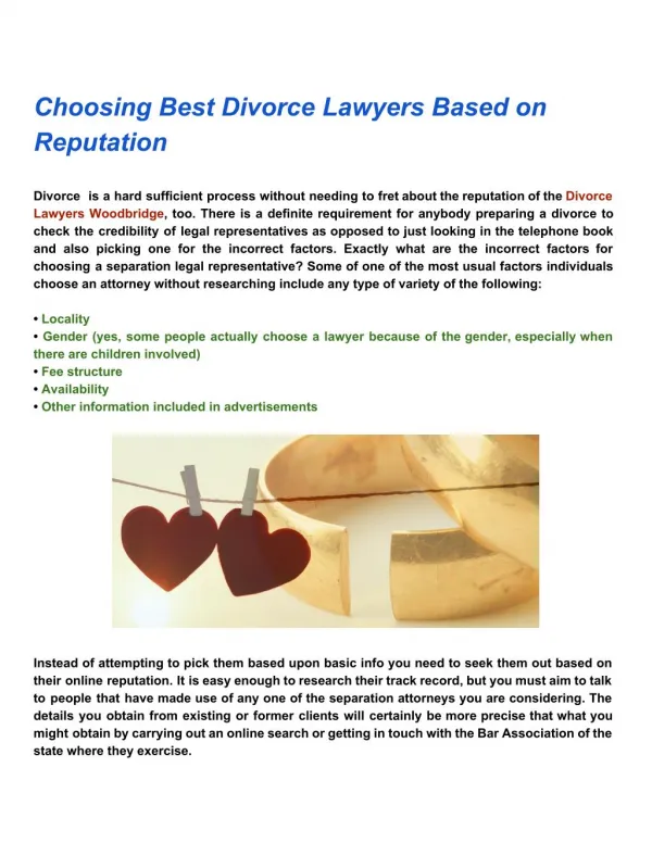Choosing Best Divorce Lawyers Based on Reputation