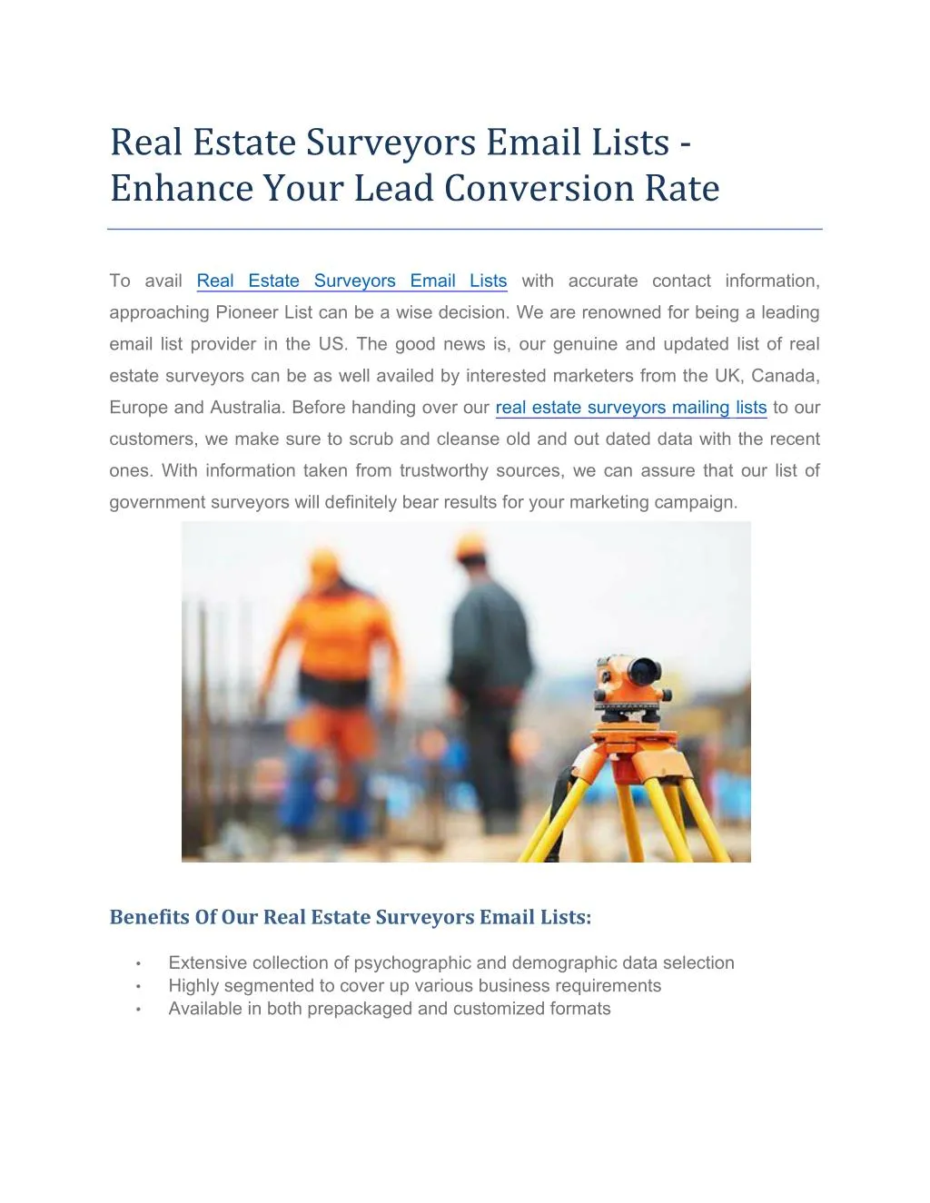real estate surveyors email lists enhance your