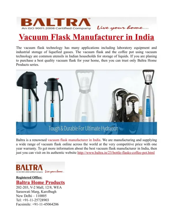 Vacuum Flask Manufacturer in India