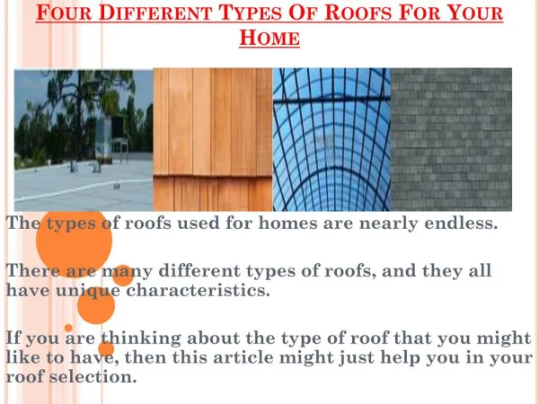 Different Types Of Roofs For Your Home