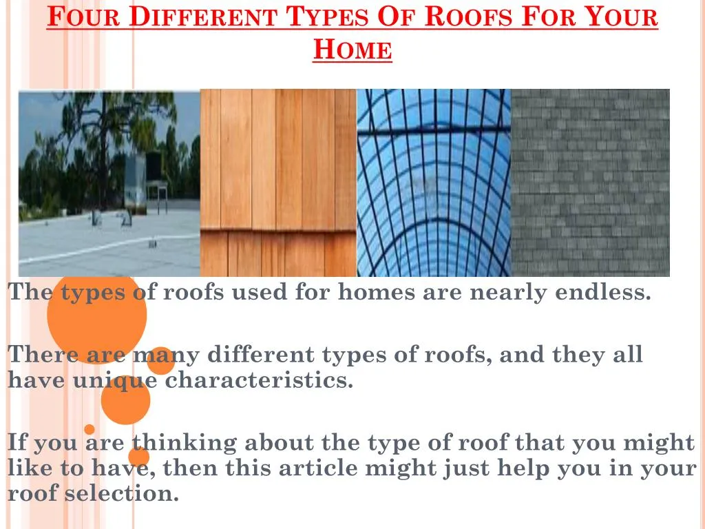 four different types of roofs for your home