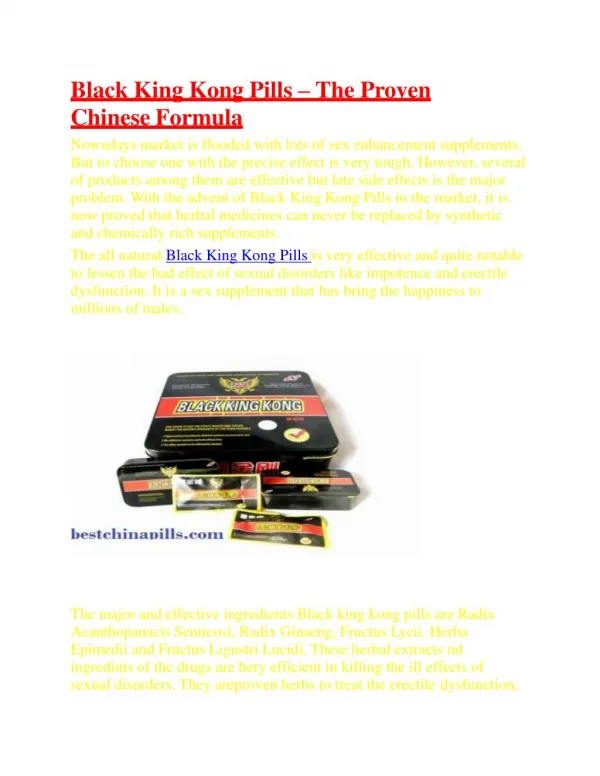 Black King Kong Pills – The Proven Chinese Formula