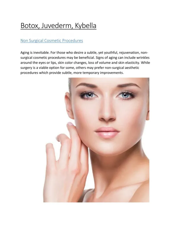 Botox, Juvederm Fillers, Kybella - Non Surgical Cosmetic Surgery