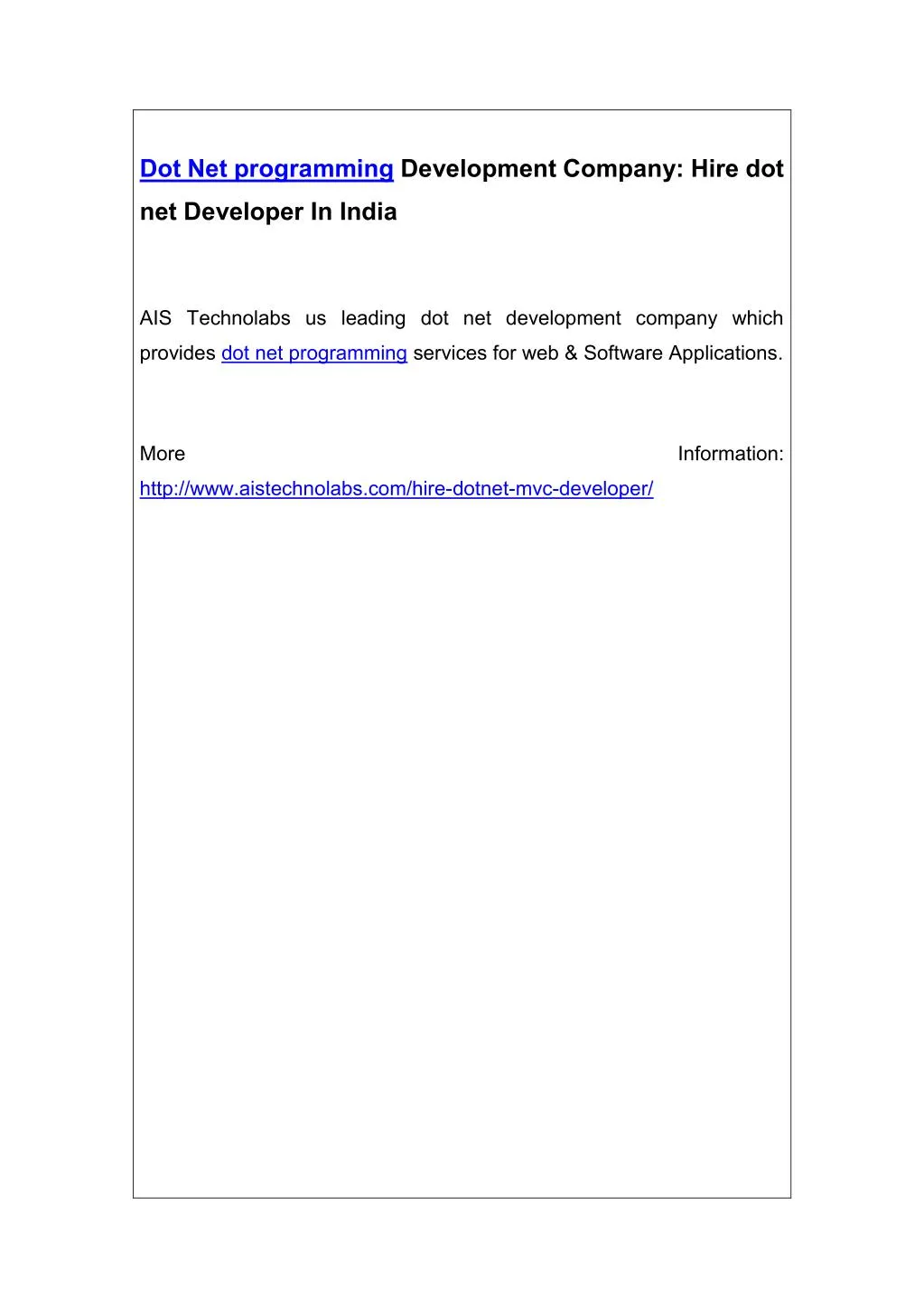 dot net programming development company hire dot