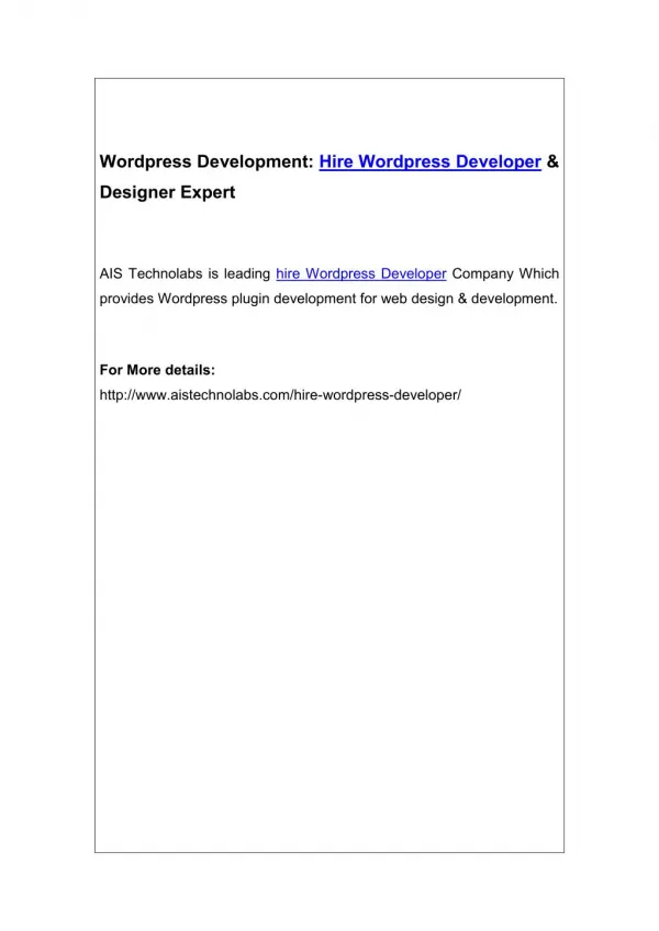Wordpress Development: Hire Wordpress Developer & Designer Expert