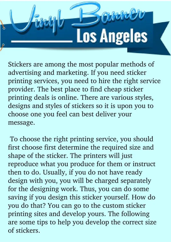 Choosing Sticker Printing Los Angeles Is Now Easier Than Ever