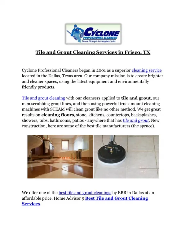 Tile and Grout Cleaning Services in Frisco, TX