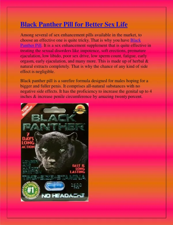 Black Panther Pill for Better Sex Life