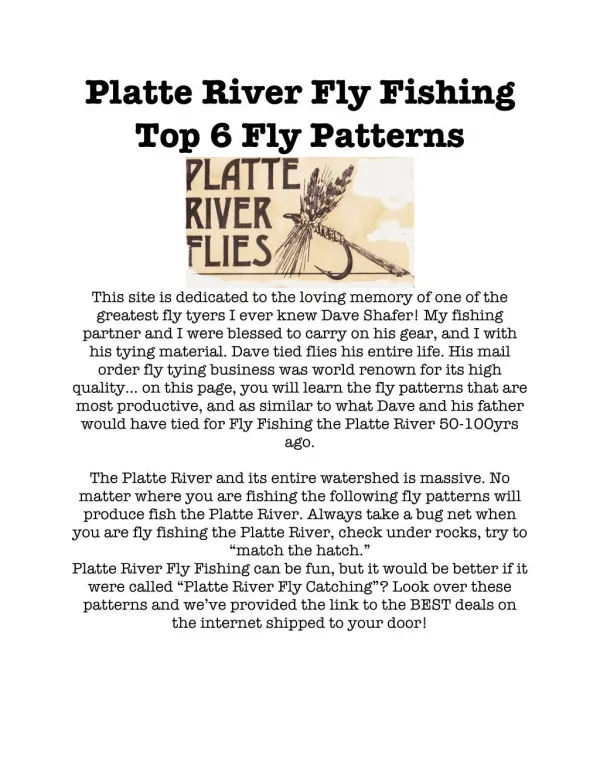 Platte River Fly Fishing Top 6 Fly Patterns