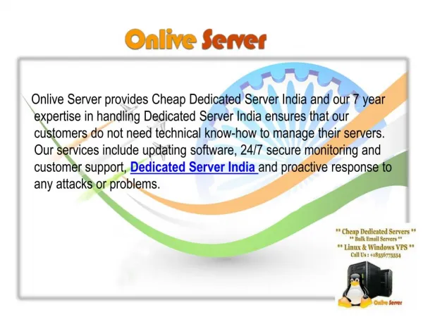 Cheap India Dedicated Hosting Server by Onlive Server Technology LLP