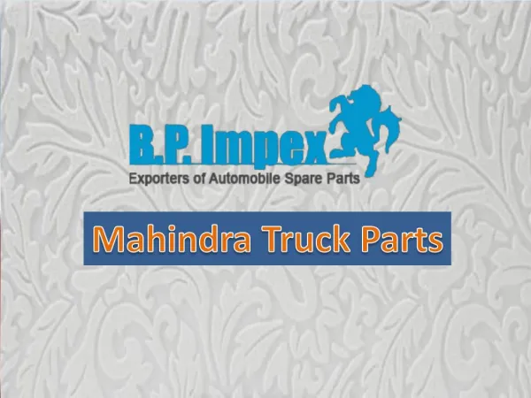 Buy Mahindra Spare Parts - BP Auto Spares India