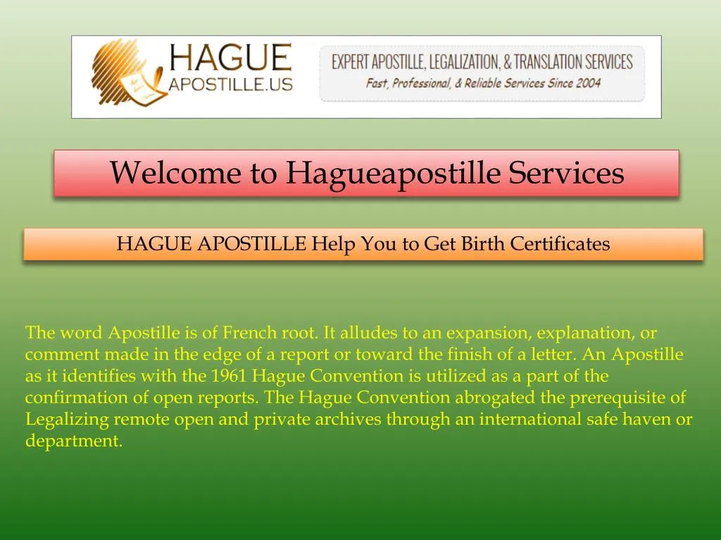 welcome to hagueapostille services