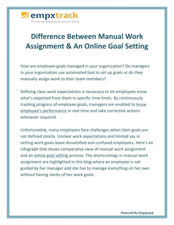 Difference Between Manual Work Assignment & An Online Goal Setting
