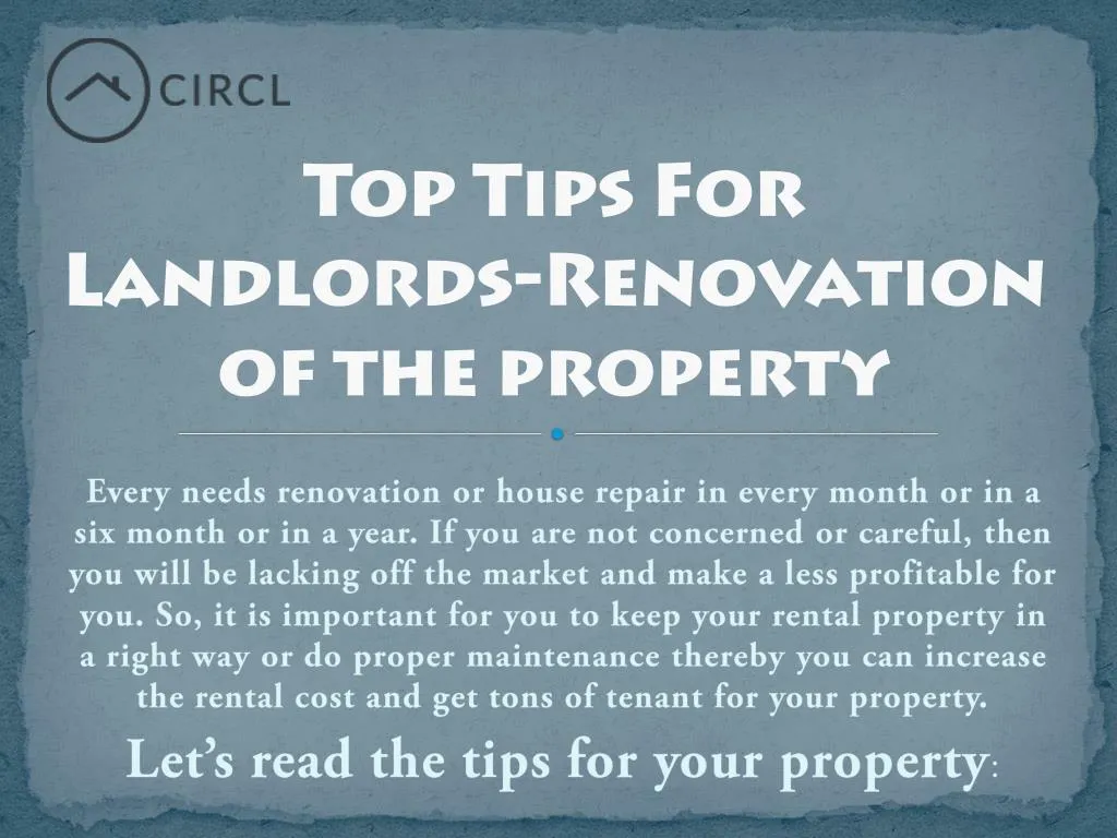 top tips for landlords renovation of the property