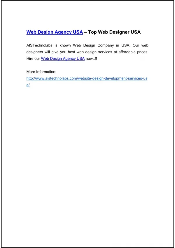 Web Design Agency USA – Top Web Designer USA